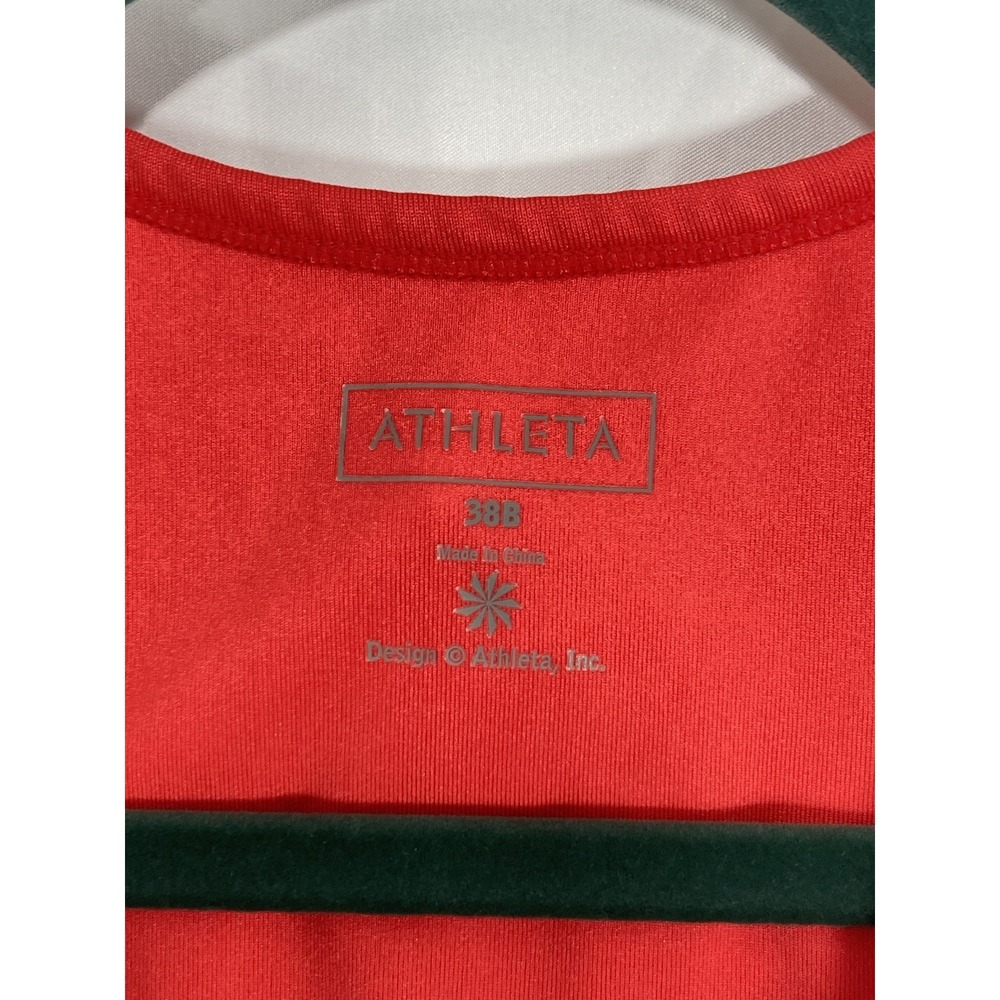 Athleta Side Ruched Racerback Tank Top, Built In Bra, Red Women's Size 38B Gym - Picture 2 of 16